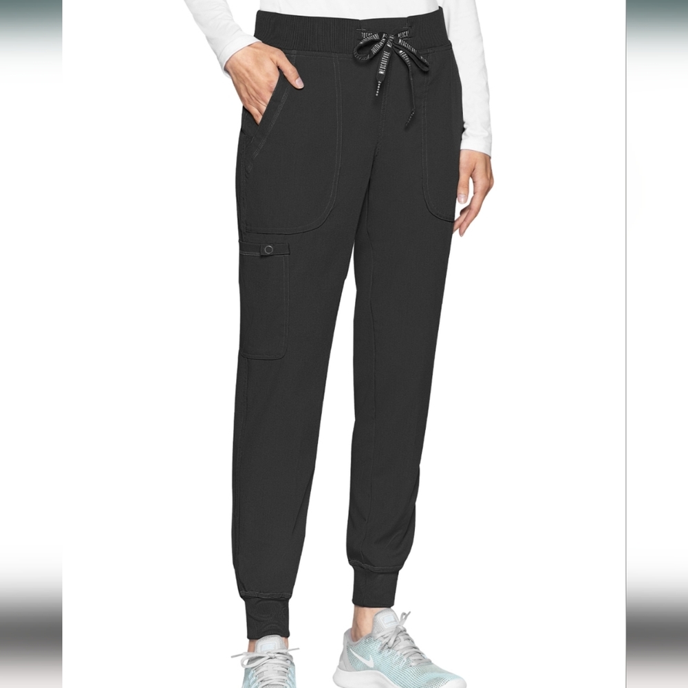 Med couture black jogger scrubs pants large petite